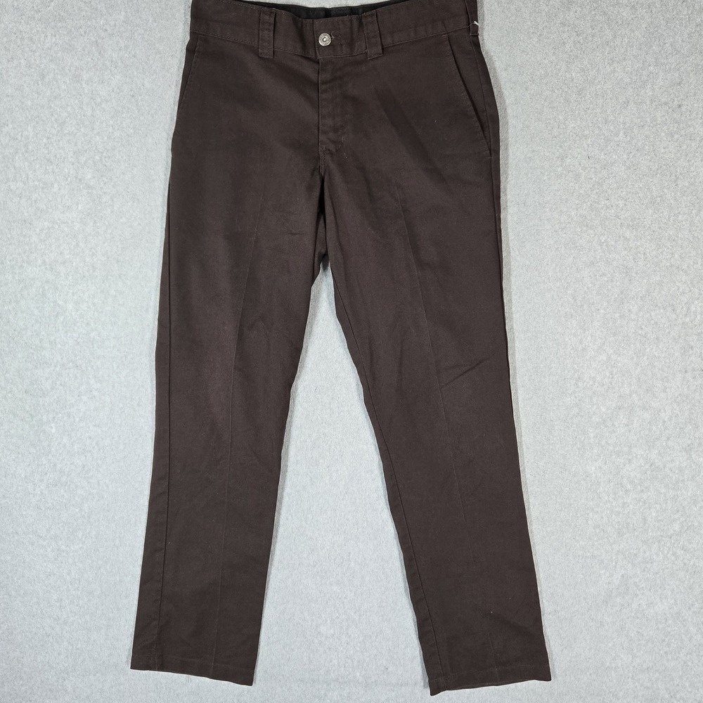 Dickies Men Pants 30X32 Brown Chino Twill FLEX Work Pants Logo 31" Inseam